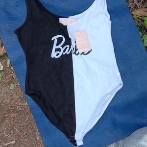 Barbie Mono Stylish Bodysuit - Black and White Contrast Size Us 14